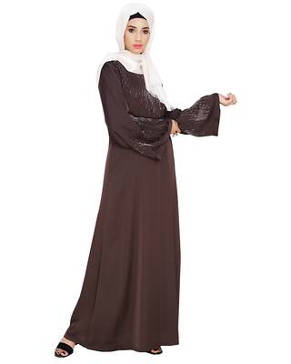 Ornate Brown Dubai Style Abaya 3