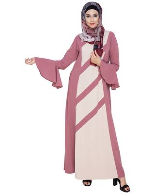 MODEST FOREVER Flouncy Sleeve Onion Pink Dubai style Abaya 1
