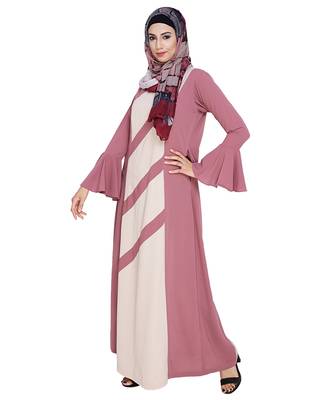 MODEST FOREVER Flouncy Sleeve Onion Pink Dubai style Abaya 3