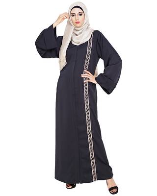 MODEST FOREVER Lofty Dark Grey Dubai Style Abaya 1