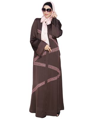 MODEST FOREVER Glinty Dark Brown Dubai Style Abaya 1