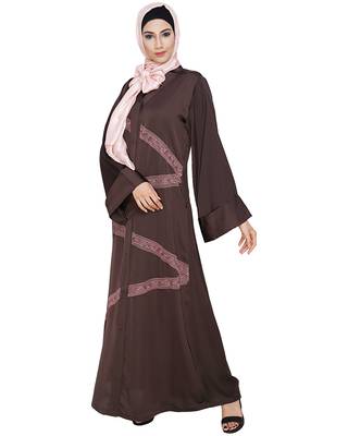 MODEST FOREVER Glinty Dark Brown Dubai Style Abaya 2