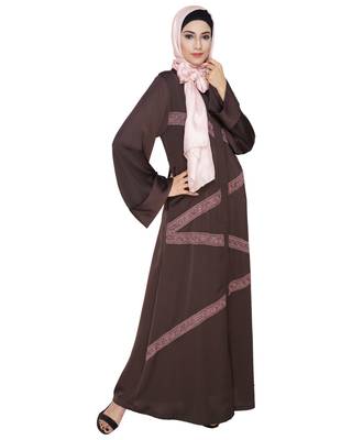MODEST FOREVER Glinty Dark Brown Dubai Style Abaya 3