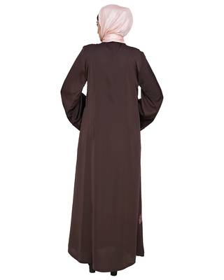 MODEST FOREVER Glinty Dark Brown Dubai Style Abaya 4