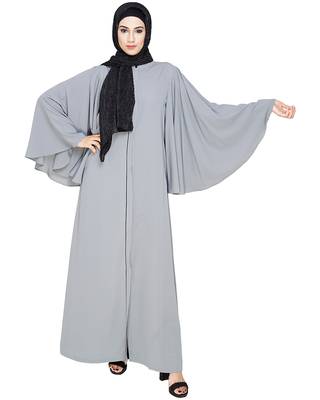 MODEST FOREVER Angel Sleeves Grey Dubai Style Abaya 1