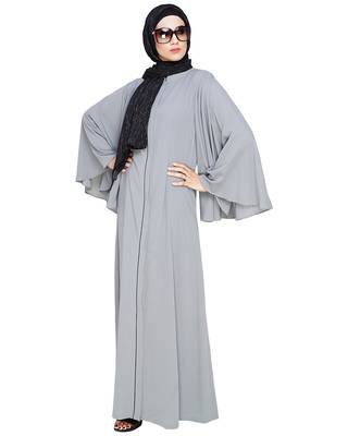 MODEST FOREVER Angel Sleeves Grey Dubai Style Abaya 2