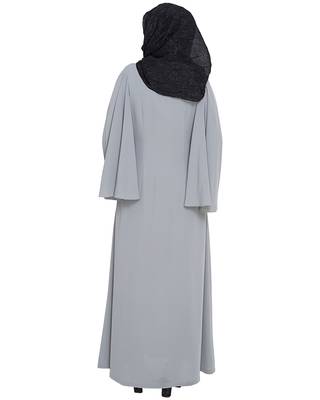MODEST FOREVER Angel Sleeves Grey Dubai Style Abaya 4