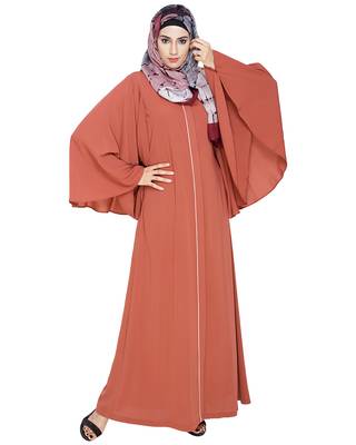 MODEST FOREVER Angel Sleeves Brick Red Abaya 1