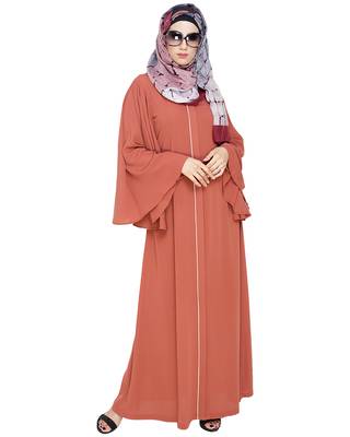 MODEST FOREVER Angel Sleeves Brick Red Abaya 3