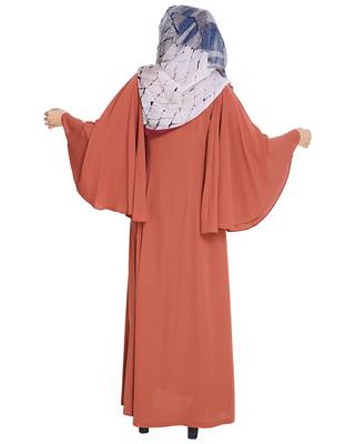 MODEST FOREVER Angel Sleeves Brick Red Abaya 4