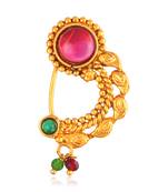 Oxidised Gold with Artificial stone and beads Alloy Maharashtrian Cultural Nath Nathiya   Nose Pin for women