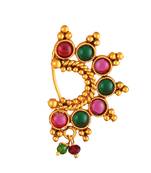 Oxidised Gold with Artificial stone and beads Alloy Maharashtrian banu Nath Nathiya   Nose Pin for women