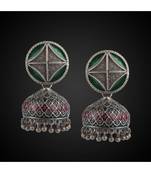 Cushion Green Enamel Jhumka