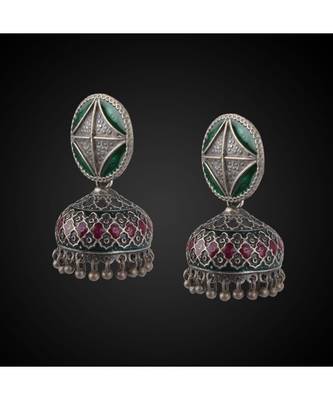 Cushion Green Enamel Jhumka 2