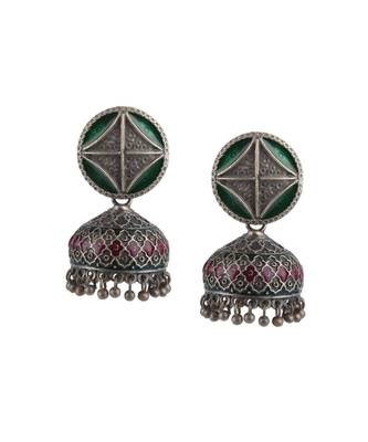 Cushion Green Enamel Jhumka 3