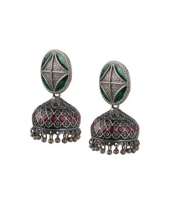 Cushion Green Enamel Jhumka 4