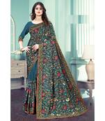 Blue Dolla Silk Blend Saree With Blouse Piece