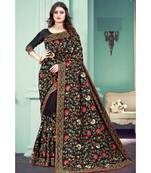 Black Silk Blend Saree with Blouse Piece