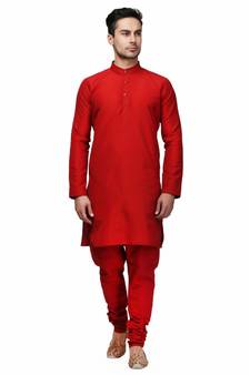 Red raw silk STITCHED kurta WITH pajama