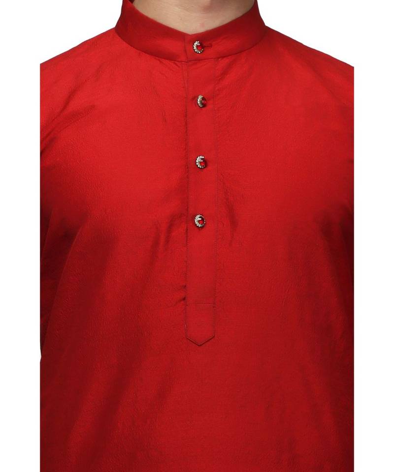 Red raw silk STITCHED kurta WITH pajama