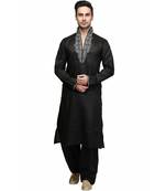 Black raw silk STITCHED kurta WITH pajama