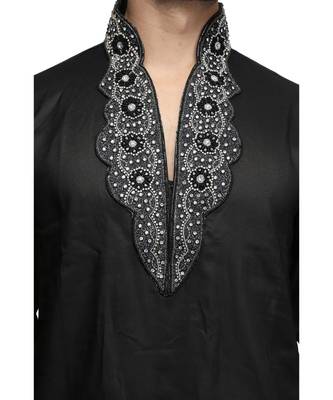 Black raw silk STITCHED kurta WITH pajama 4