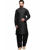 Black raw silk STITCHED kurta WITH pajama