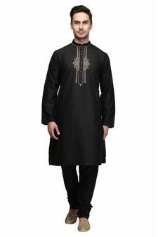 Black cotton STITCHED kurta WITH pajama