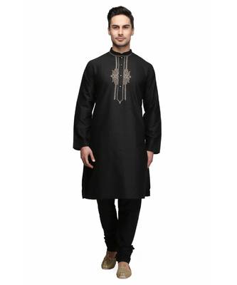 Black cotton STITCHED kurta WITH pajama 1