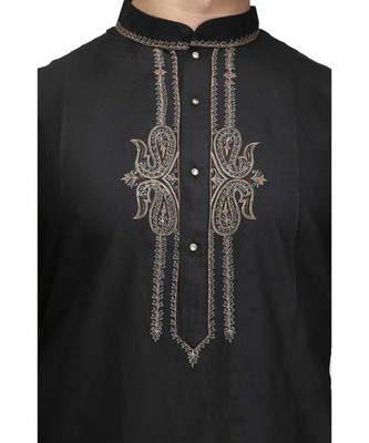 Black cotton STITCHED kurta WITH pajama 4