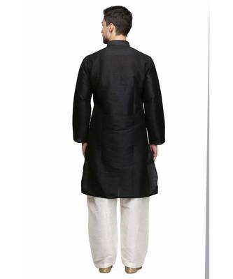 Black & White raw silk STITCHED kurta WITH pajama 2