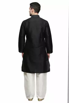 Black & White raw silk STITCHED kurta WITH pajama