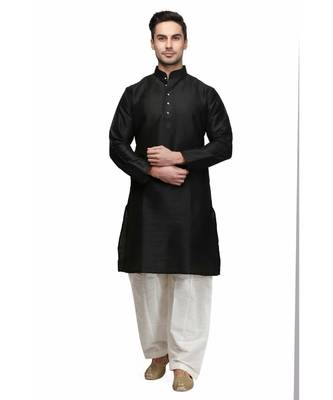 Black & White raw silk STITCHED kurta WITH pajama 1