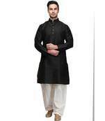 Black & White raw silk STITCHED kurta WITH pajama