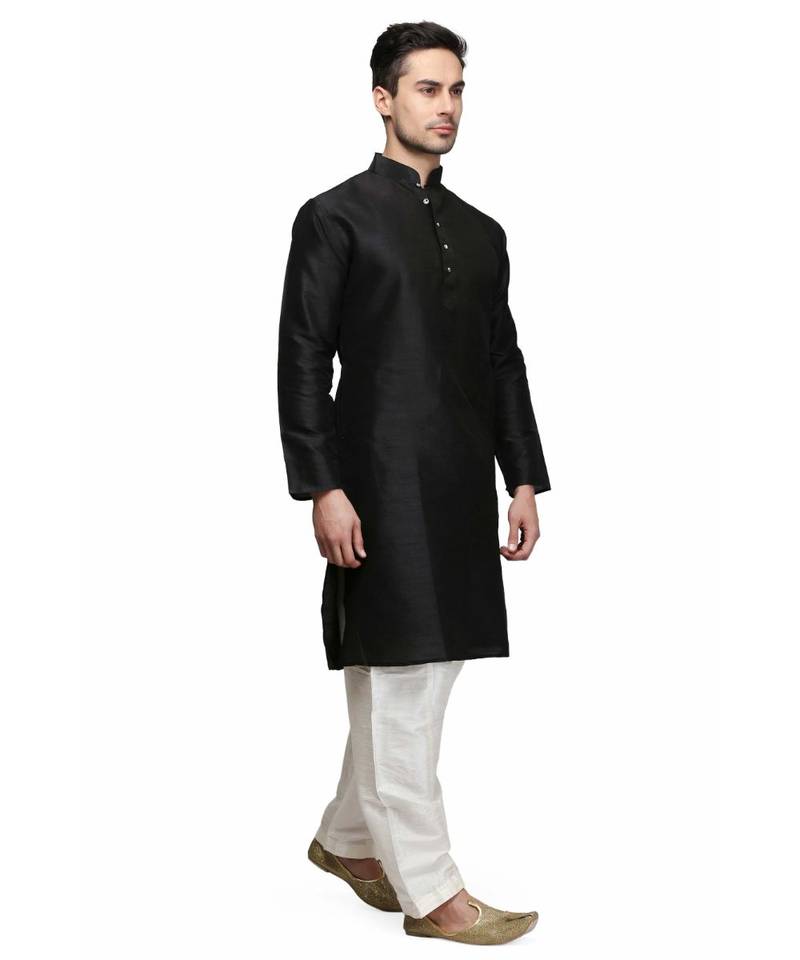 Black & White raw silk STITCHED kurta WITH pajama