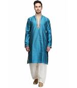 Blue raw silk STITCHED kurta WITH pajama