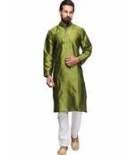 Green raw silk STITCHED kurta WITH pajama