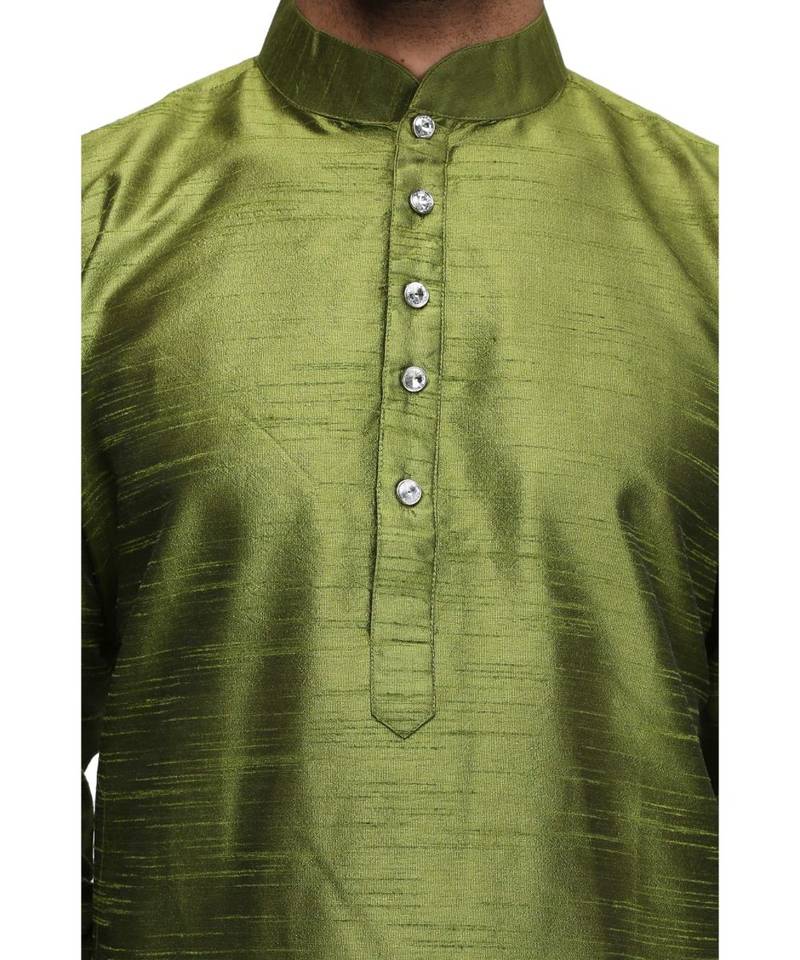 Green raw silk STITCHED kurta WITH pajama
