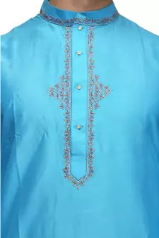 Blue cotton STITCHED kurta WITH pajama