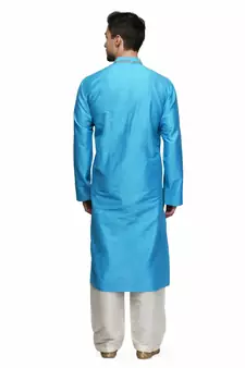 Blue cotton STITCHED kurta WITH pajama