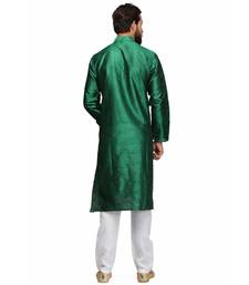Emerald green raw silk STITCHED kurta WITH pajama