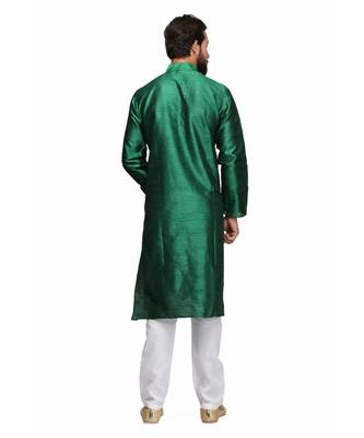 Emerald green raw silk STITCHED kurta WITH pajama 2