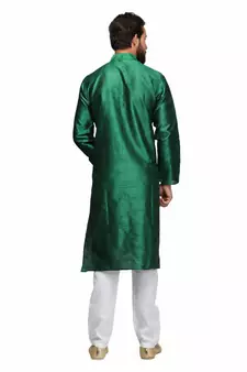 Emerald green raw silk STITCHED kurta WITH pajama