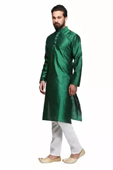 Emerald green raw silk STITCHED kurta WITH pajama