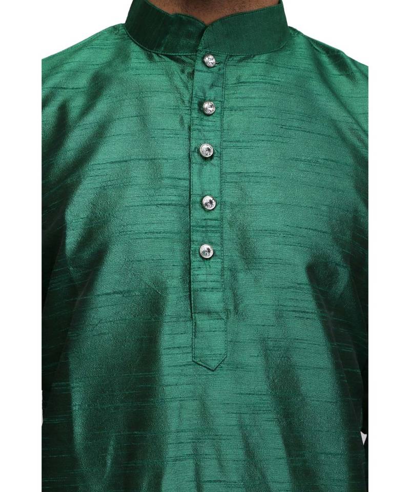 Emerald green raw silk STITCHED kurta WITH pajama