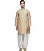 Beige cotton STITCHED kurta WITH pajama