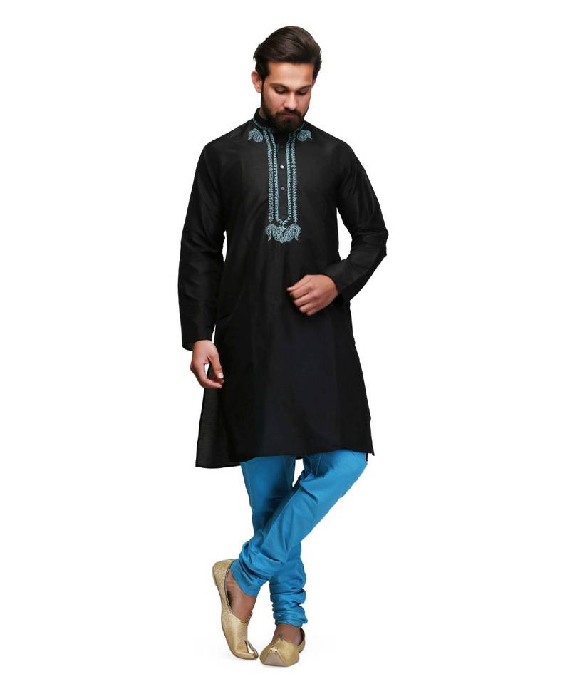 Black cotton STITCHED kurta WITH pajama