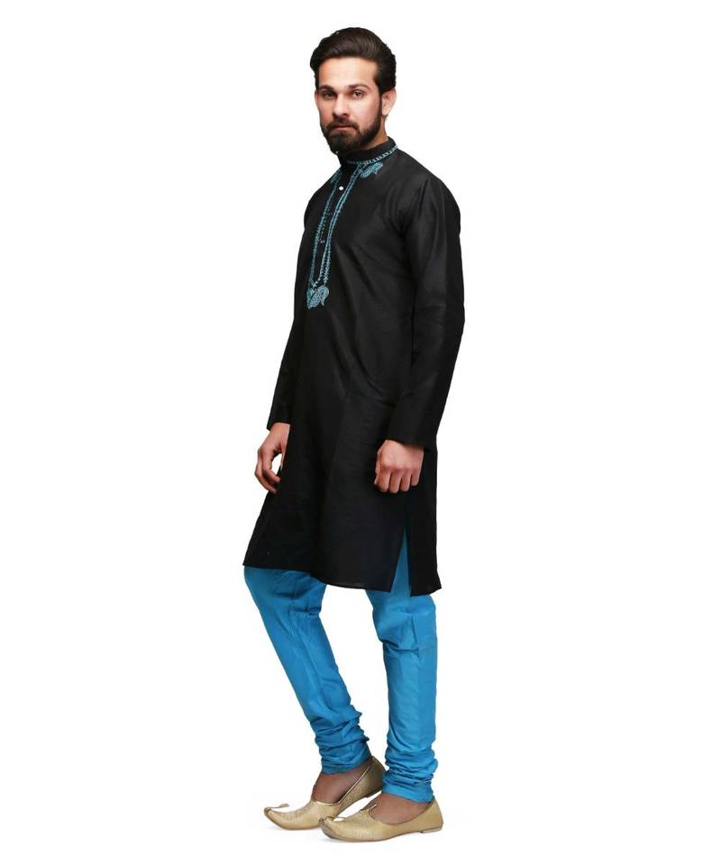 Black cotton STITCHED kurta WITH pajama