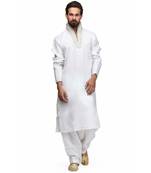 White raw silk STITCHED kurta WITH pajama