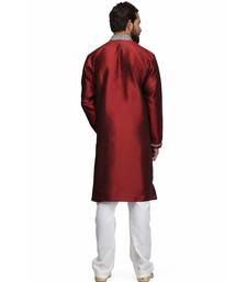 Maroon raw silk STITCHED kurta WITH pajama